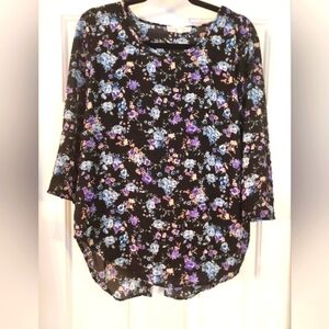 PINK Republic 3/4 Sleeve Floral Top Blouse Size L.